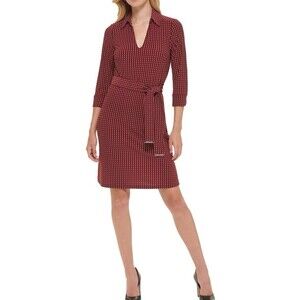 Tommy Hilfiger Women's Red Houndstooth Shirtdress Size 8